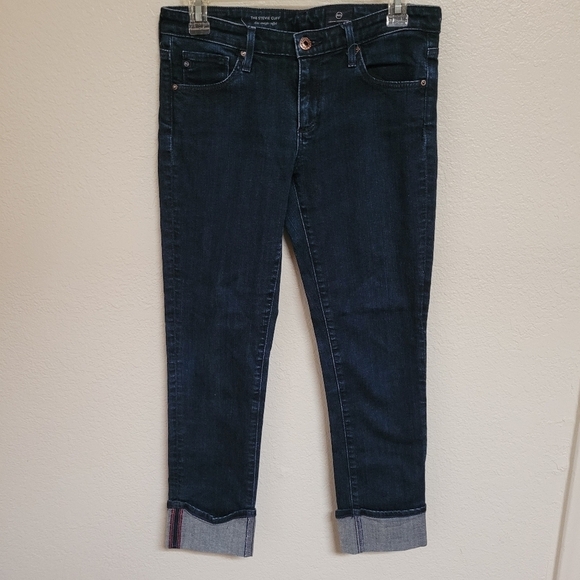 Adriano Goldschmied  The Stevie Cuff Jeans Dark Wash Size 27 - Picture 2 of 9